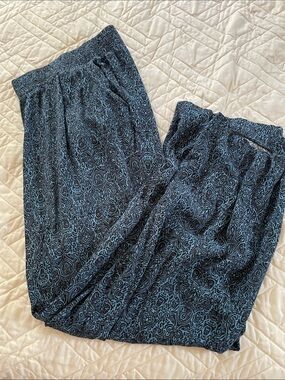 Coral Bay Black and Navy Paisley wide leg pants